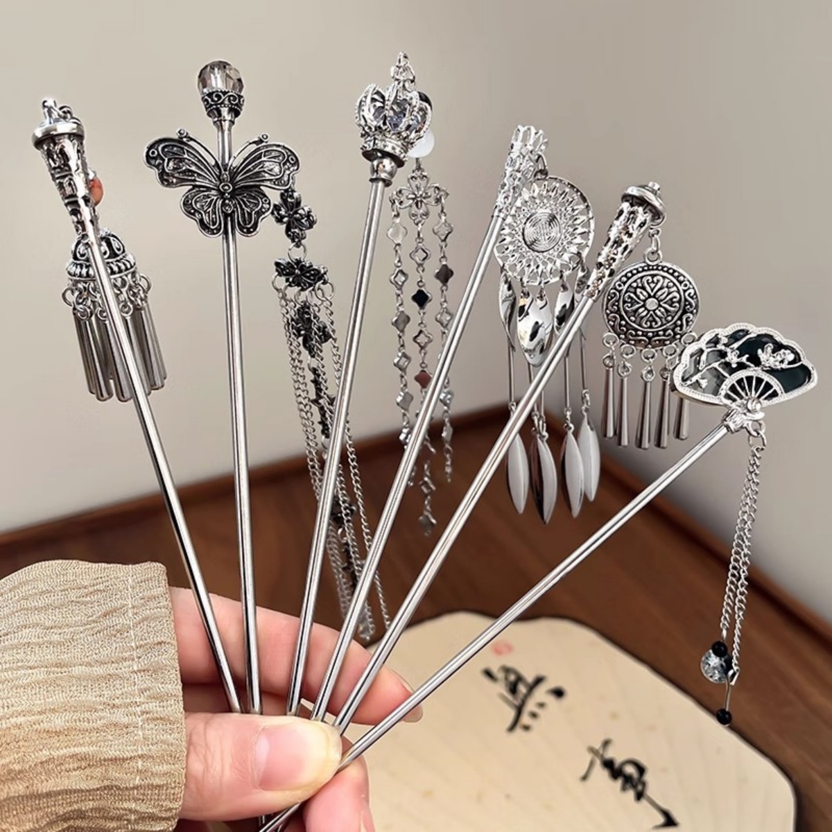 Vintage Items - Elegante Damen Haarnadel Antik Silber Schmetterling