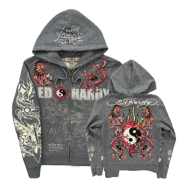 Vintage Zip Hoodie - American Gothic Ro Skull Bones Übergroßer