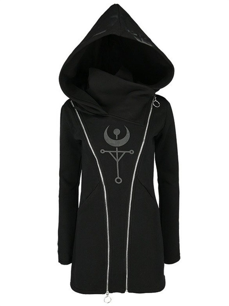 Gothic Punk Print Langarm Top  – Vintage Zip Hoodie Bewertung und Preis